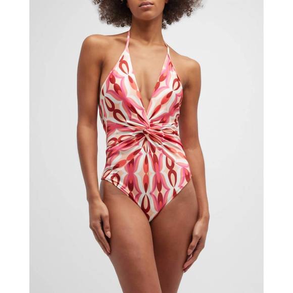 PatBO Swim New Patbo Twist Halterneck Plunge Onepiece Swimsuit